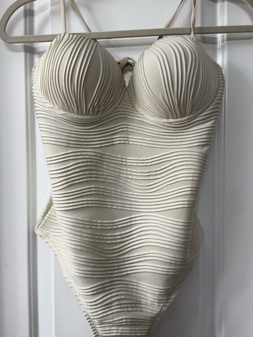 Textured Cream One-Piece Swimsuit